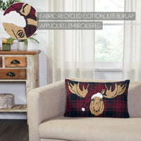 Cumberland Red Black Plaid Holiday Moose Pillow 14x22