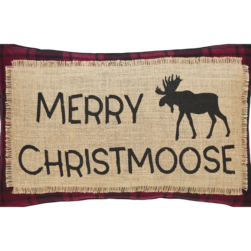 Cumberland Red Black Plaid Merry Christmoose Pillow 14x22