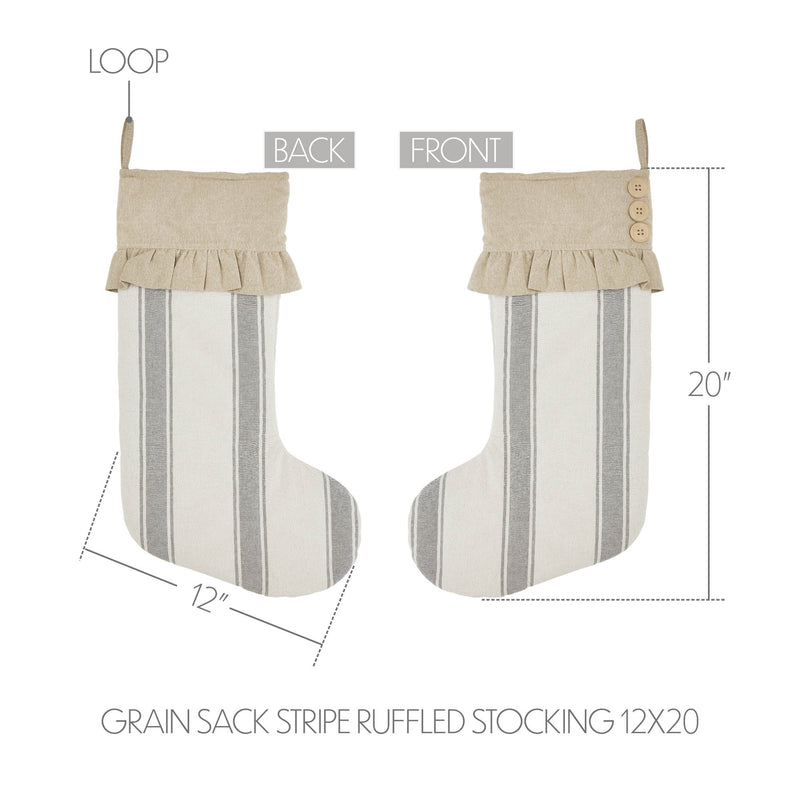 Grace Grain Sack Stripe Ruffled Stocking 12x20