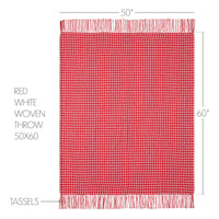 Gallen Red White Woven Throw 50x60