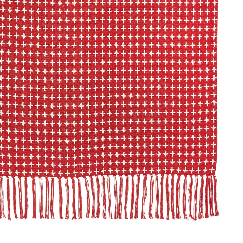 Gallen Red White Woven Throw 50x60