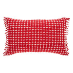 Gallen Red White Pillow Fringed 14x22