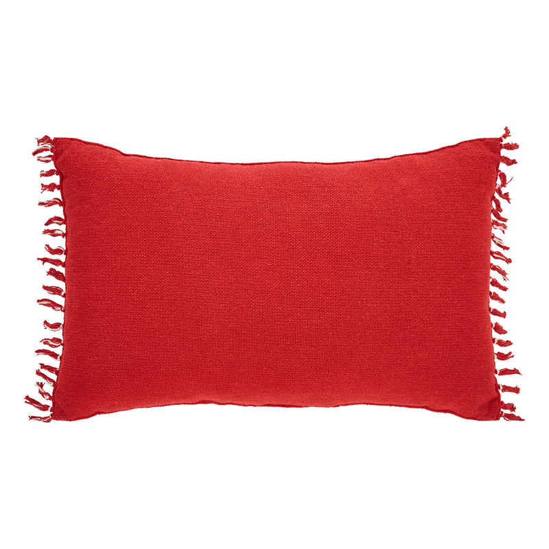 Gallen Red White Pillow Fringed 14x22