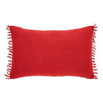 Gallen Red White Pillow Fringed 14x22