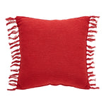 Gallen Red White Pillow Fringed 12x12