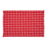 Gallen Red White Placemat Set of 2 Fringed 13x19