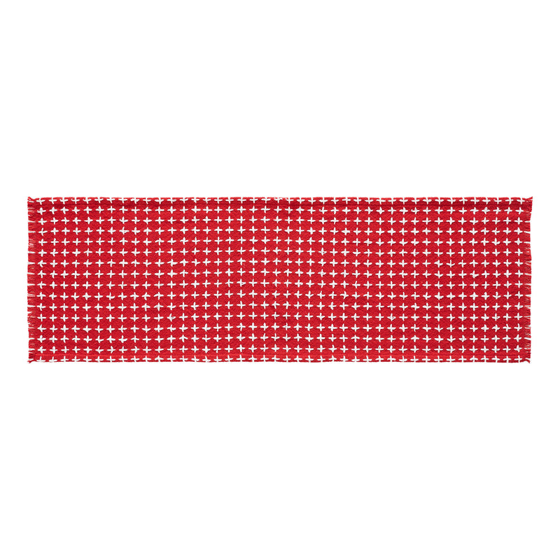 Gallen Red White Runner Fringed 12x36