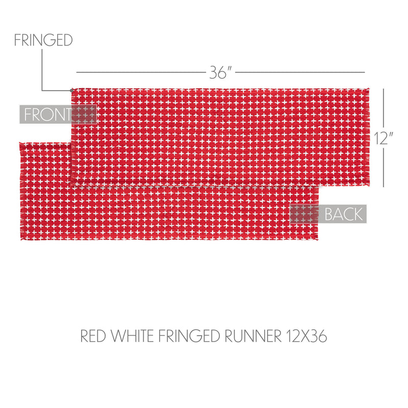 Gallen Red White Runner Fringed 12x36