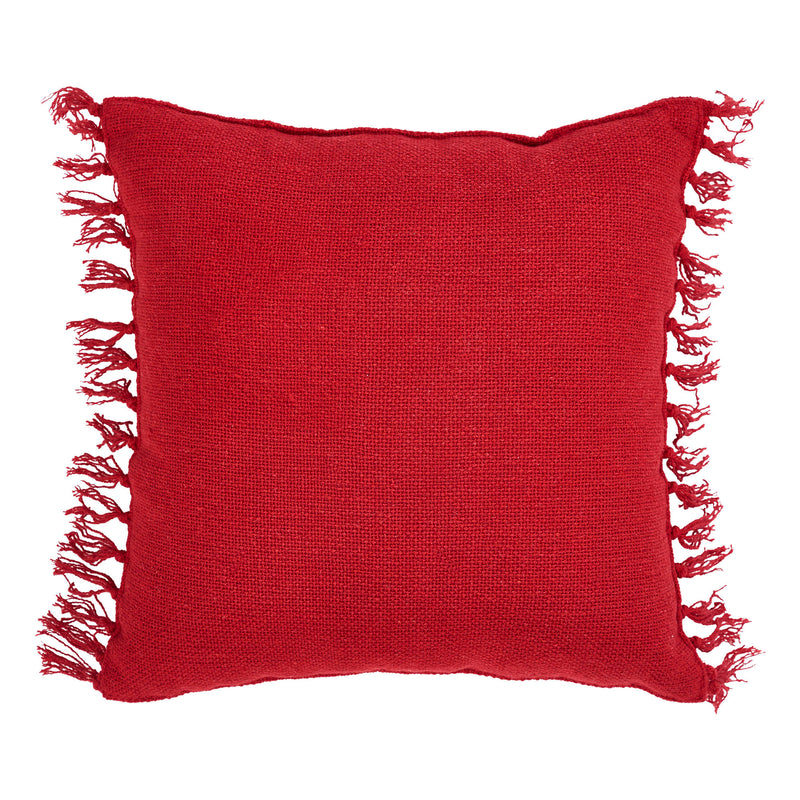 Arendal Red Stripe Pillow Fringed 12x12