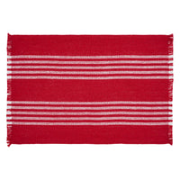 Arendal Red Stripe Placemat Set of 2 Fringed 13x19