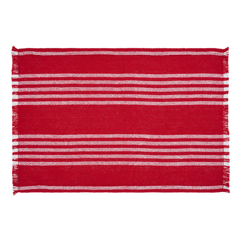 Arendal Red Stripe Placemat Set of 2 Fringed 13x19