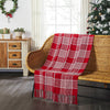 Eston Red White Plaid Woven Throw 50x60