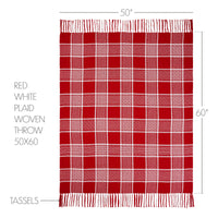 Eston Red White Plaid Woven Throw 50x60