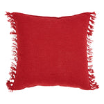 Eston Red White Plaid Pillow Fringed 12x12