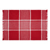 Eston Red White Plaid Placemat Set of 2 Fringed 13x19