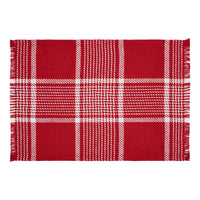 Eston Red White Plaid Placemat Set of 2 Fringed 13x19