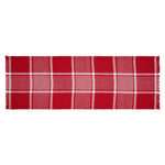 Eston Red White Plaid Runner Fringed 12x36
