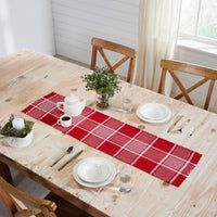 Eston Red White Plaid Runner Fringed 12x48