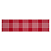 Eston Red White Plaid Runner Fringed 12x48