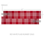 Eston Red White Plaid Runner Fringed 12x60