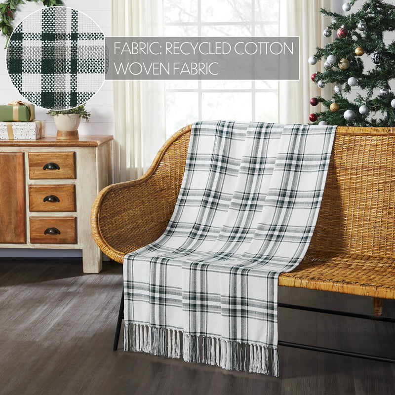 Harper Plaid Green White Woven Throw 50x60