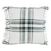 Harper Plaid Green White Pillow Fringed 12x12