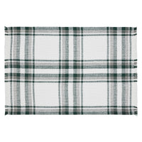 Harper Plaid Green White Placemat Set of 2 Fringed 13x19