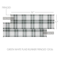 Harper Plaid Green White Runner Fringed 12x36