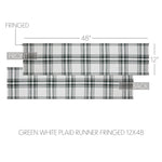 Harper Plaid Green White Runner Fringed 12x48