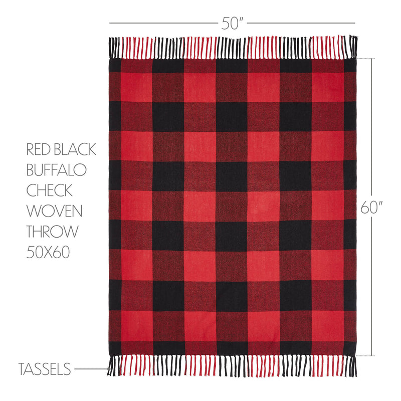 Harper Red Black Buffalo Check Woven Throw 50x60