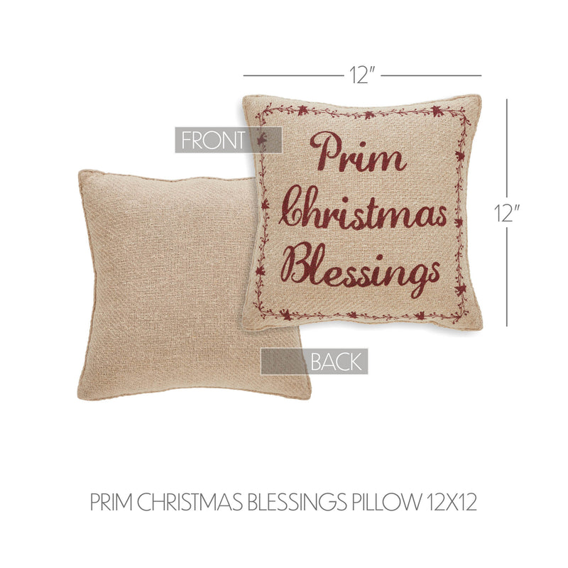 Gable Prim Christmas Blessings Pillow 12x12