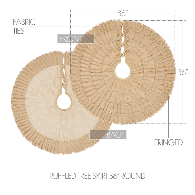 Yuletide Burlap Tan Ruffled Tree Skirt 36