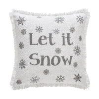 Yuletide Burlap Antique White Snowflake Let It Snow Pillow 12x12