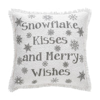 Yuletide Burlap Antique White Snowflake Kisses Pillow 12x12