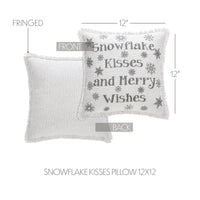 Yuletide Burlap Antique White Snowflake Kisses Pillow 12x12