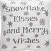 Yuletide Burlap Antique White Snowflake Kisses Pillow 12x12