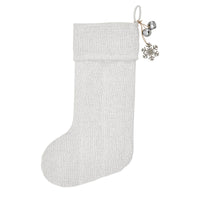 Yuletide Burlap Antique White Snowflake Stocking 12x20