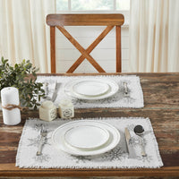 Yuletide Burlap Antique White Snowflake Placemat Set of 2 13x19