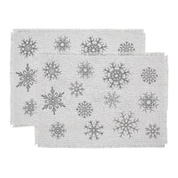 Yuletide Burlap Antique White Snowflake Placemat Set of 2 13x19