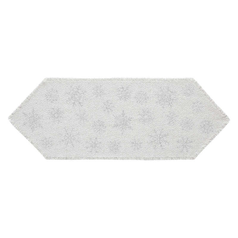 Yuletide Burlap Antique White Snowflake Runner 8x24