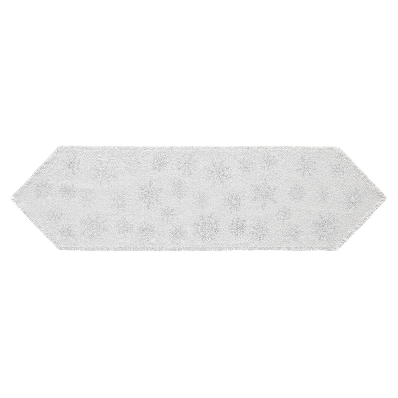 Yuletide Burlap Antique White Snowflake Runner 12x48