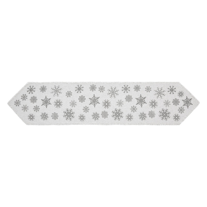 Yuletide Burlap Antique White Snowflake Runner 12x60