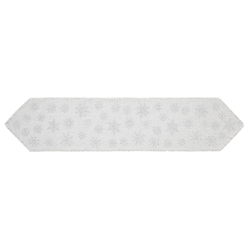 Yuletide Burlap Antique White Snowflake Runner 12x60