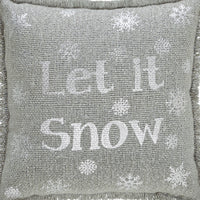 Yuletide Burlap Dove Grey Snowflake Let It Snow Pillow 12x12