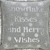 Yuletide Burlap Dove Grey Snowflake Kisses Pillow 12x12