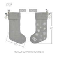 Yuletide Burlap Dove Grey Snowflake Stocking 12x20