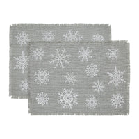 Yuletide Burlap Dove Grey Snowflake Placemat Set of 2 13x19