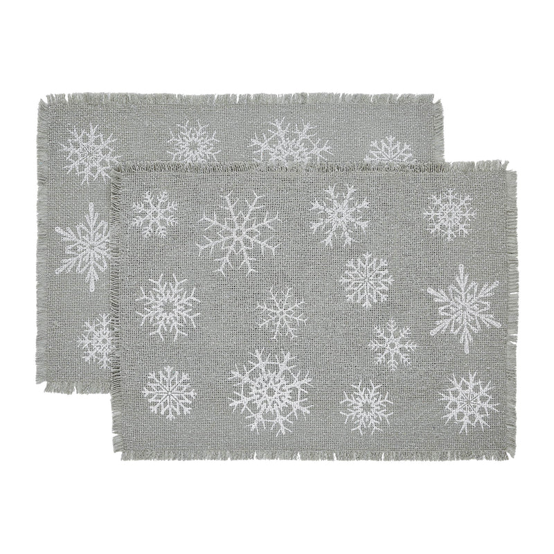 Yuletide Burlap Dove Grey Snowflake Placemat Set of 2 13x19