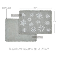 Yuletide Burlap Dove Grey Snowflake Placemat Set of 2 13x19