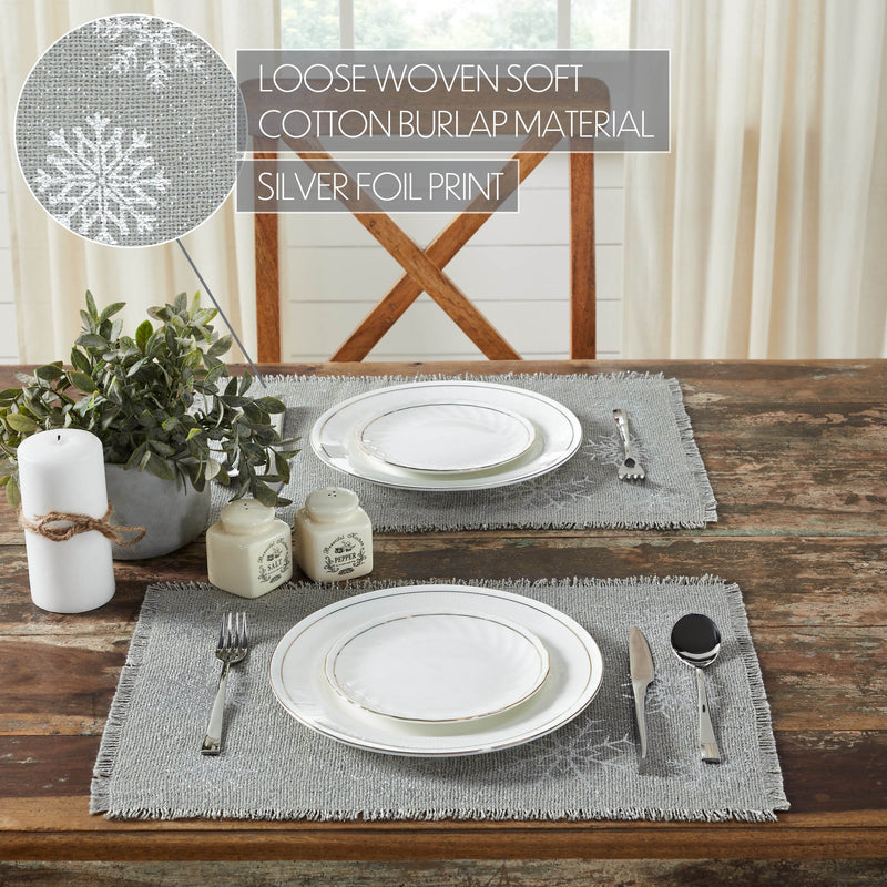 Yuletide Burlap Dove Grey Snowflake Placemat Set of 2 13x19